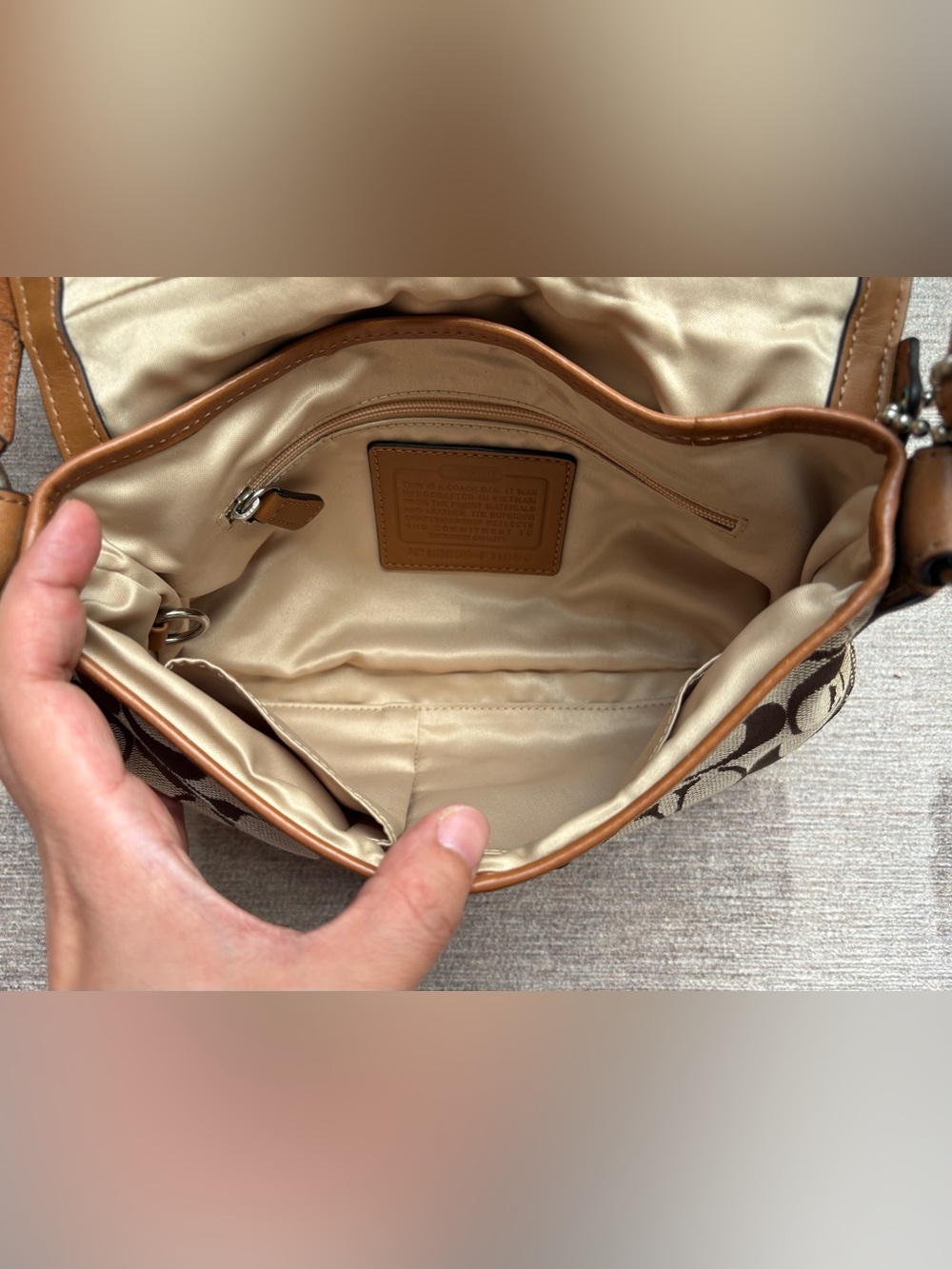 COACH Khaki Tan Brown Signature Jacquard Soho Buckle Flap Shoulder Bag F11860 - Picture 8 of 10